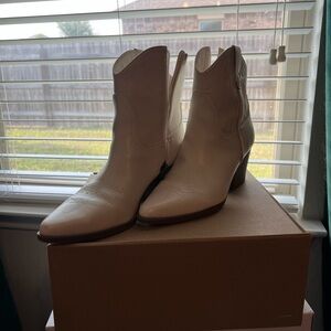 Indigo Cream Ankle Booties with Western Flair
